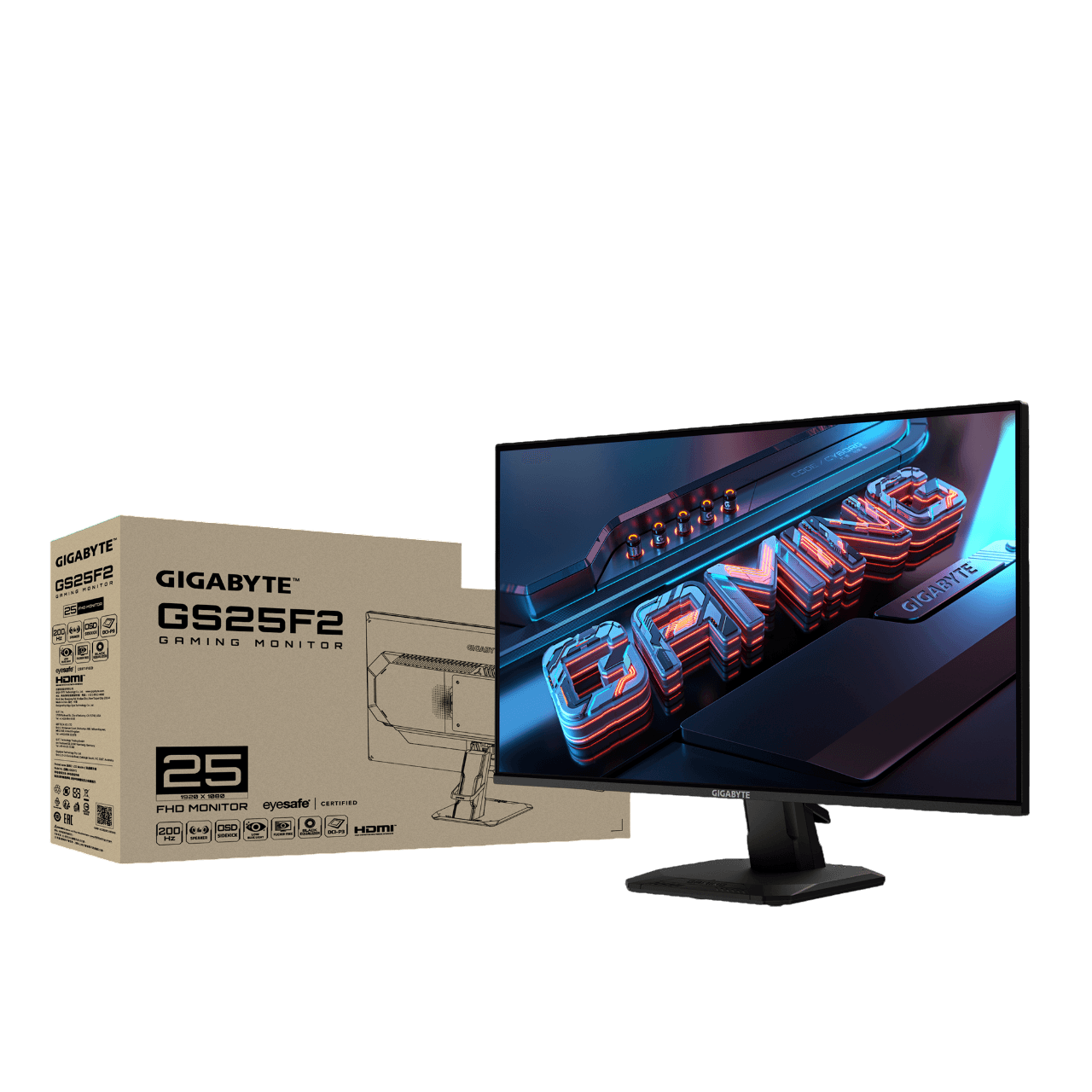 Imagen 2 del producto Monitor gamer Gigabyte GS25F2 24.5"" IPS, 200Hz, 1ms, HDR, FreeSync, negro