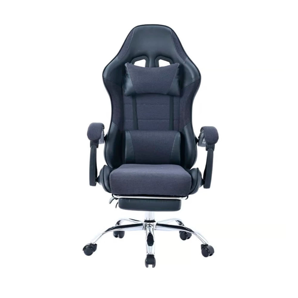 Silla gamer GC-2221T, reclinable 135°, reposapiés, apoyabrazos acolchados, negro