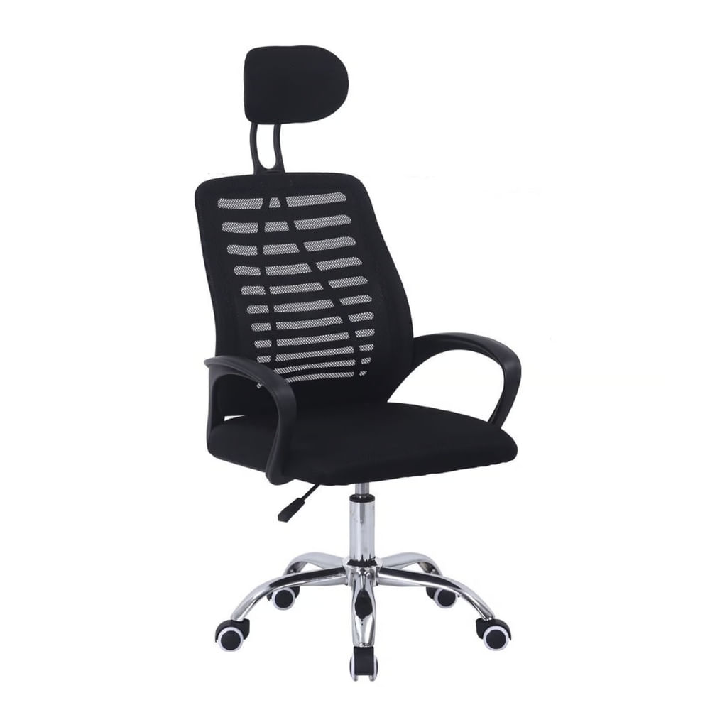 Silla de escritorio ejecutiva DC-156, ergonómica con ruedas, soporte lumbar, cabecero ajustable, negro