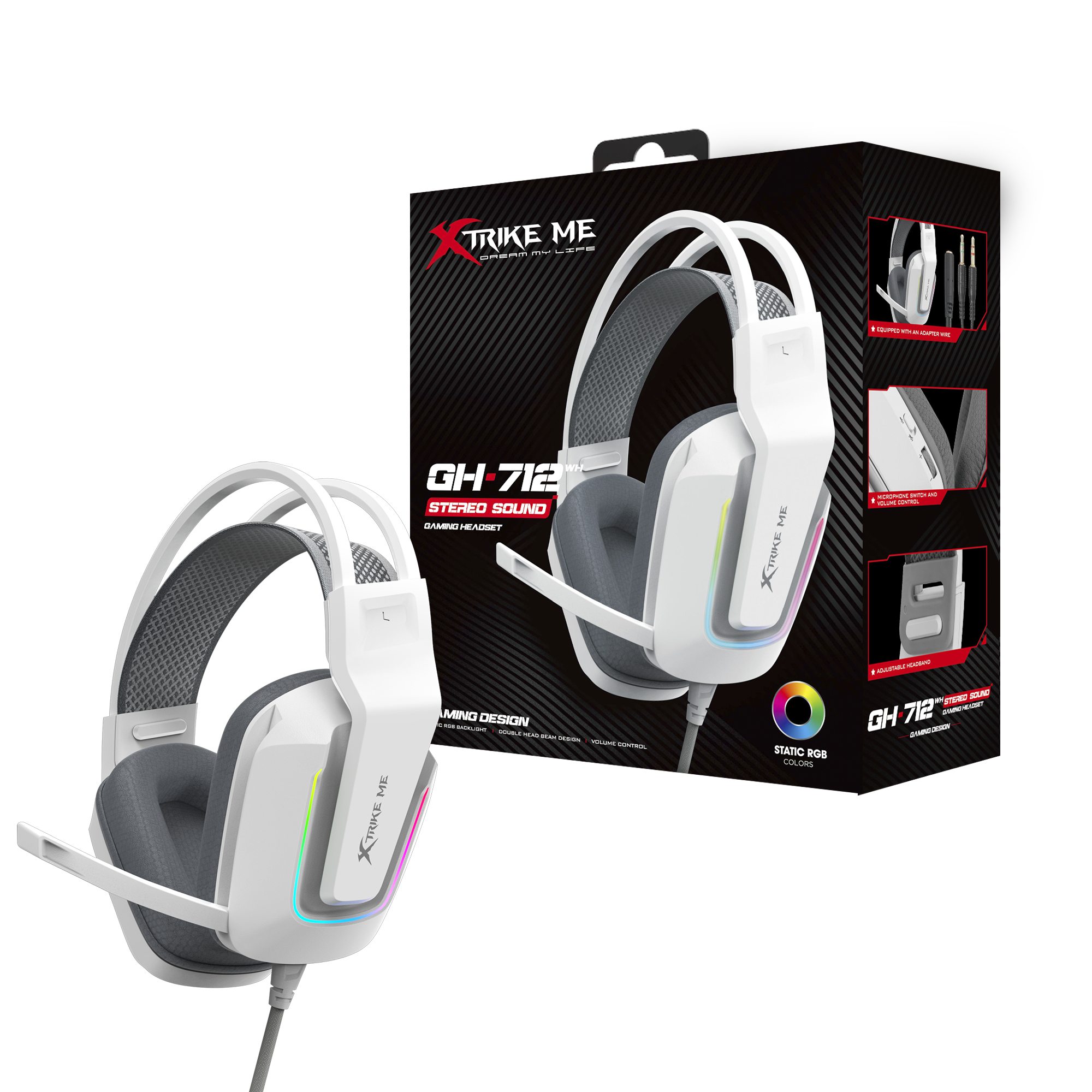 Imagen 2 del producto Audífonos gamer Xtrike Me GH-712 7.1 Stereo RGB, micrófono flexible, livianos
