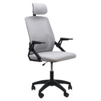 Silla ergonómica de oficina Cadi, cabecera ajustable y respaldo regulable. negro y gris