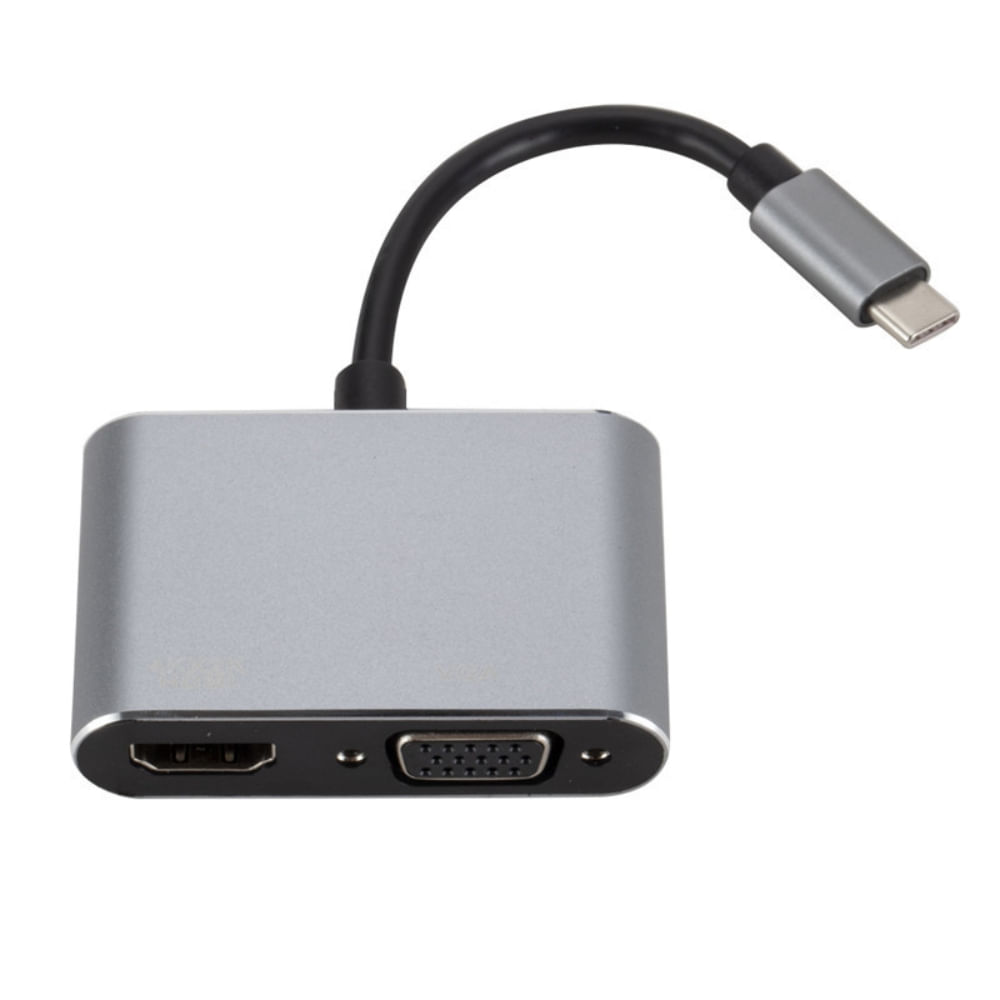 Imagen 1 del producto Adaptador USB-C a HDMI 4K + VGA 2 1080p, Plug & Play, compatible con laptops, tablets y smartphones