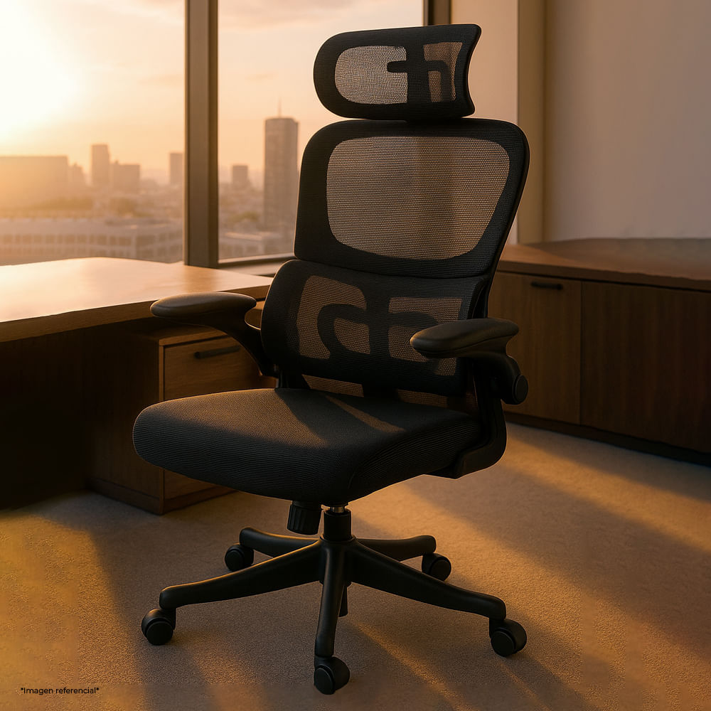 Imagen 2 del producto Silla Komsum Turin, ejecutiva y ergonómica, marco PP y metal, reclinable 90–120°, negro