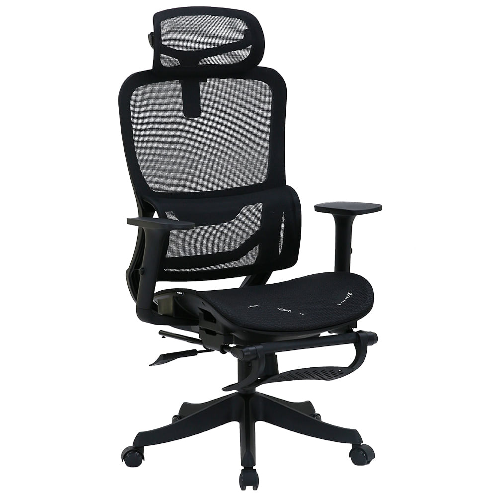 Silla Komsum Paris, ejecutiva y ergonómica, respaldo alto con cabecera, reclinable 90°–120°, negro