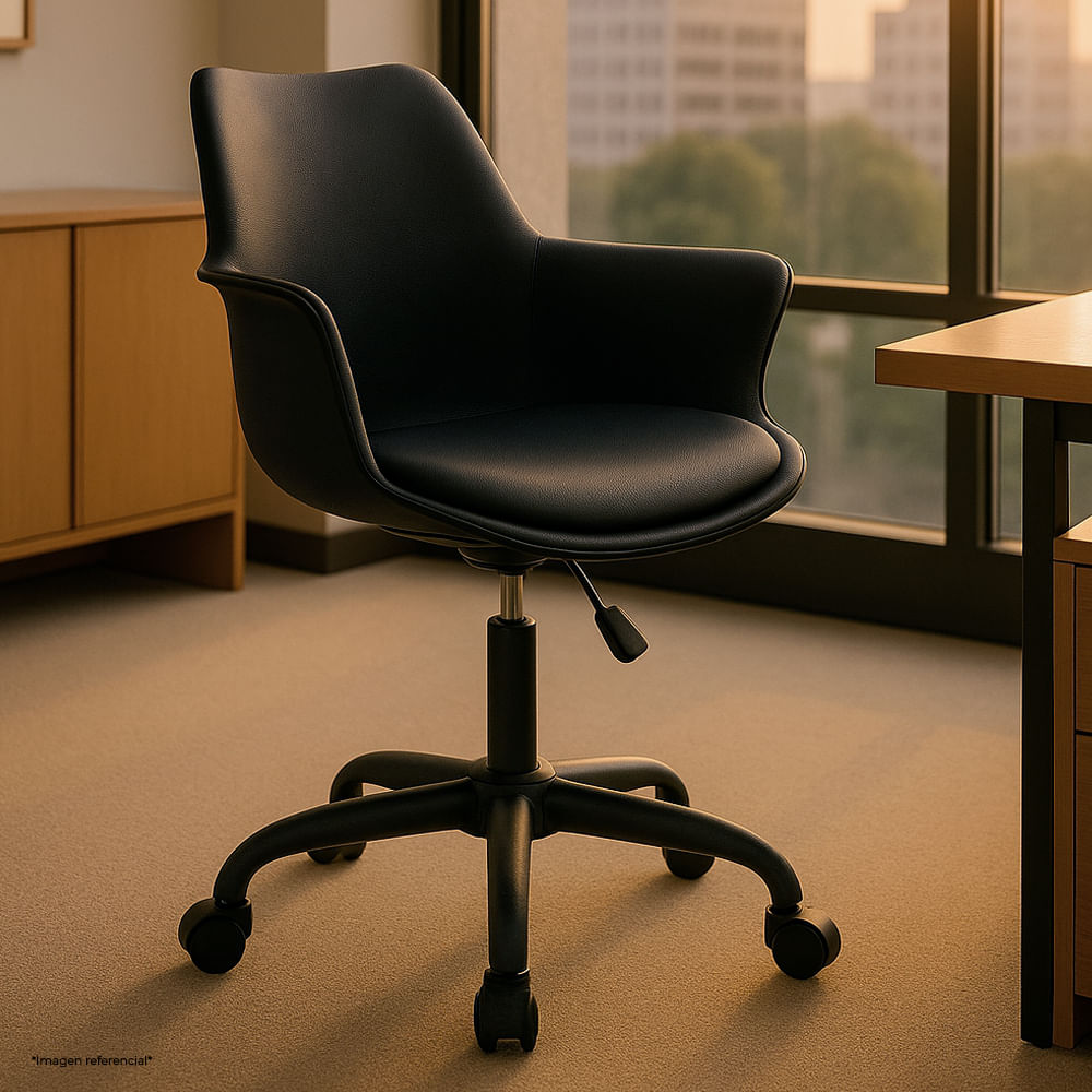 Imagen 2 del producto Silla Komsum Nápoles, compacta y ergonómica, respaldo con diseño saludable, base de acero, negro