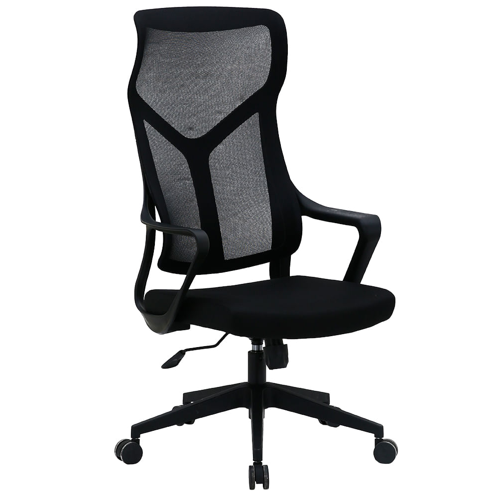 Silla ergonómica Komsum Lyon, con respaldo de malla, reclinable y resistente, soporta 90 kg, negro