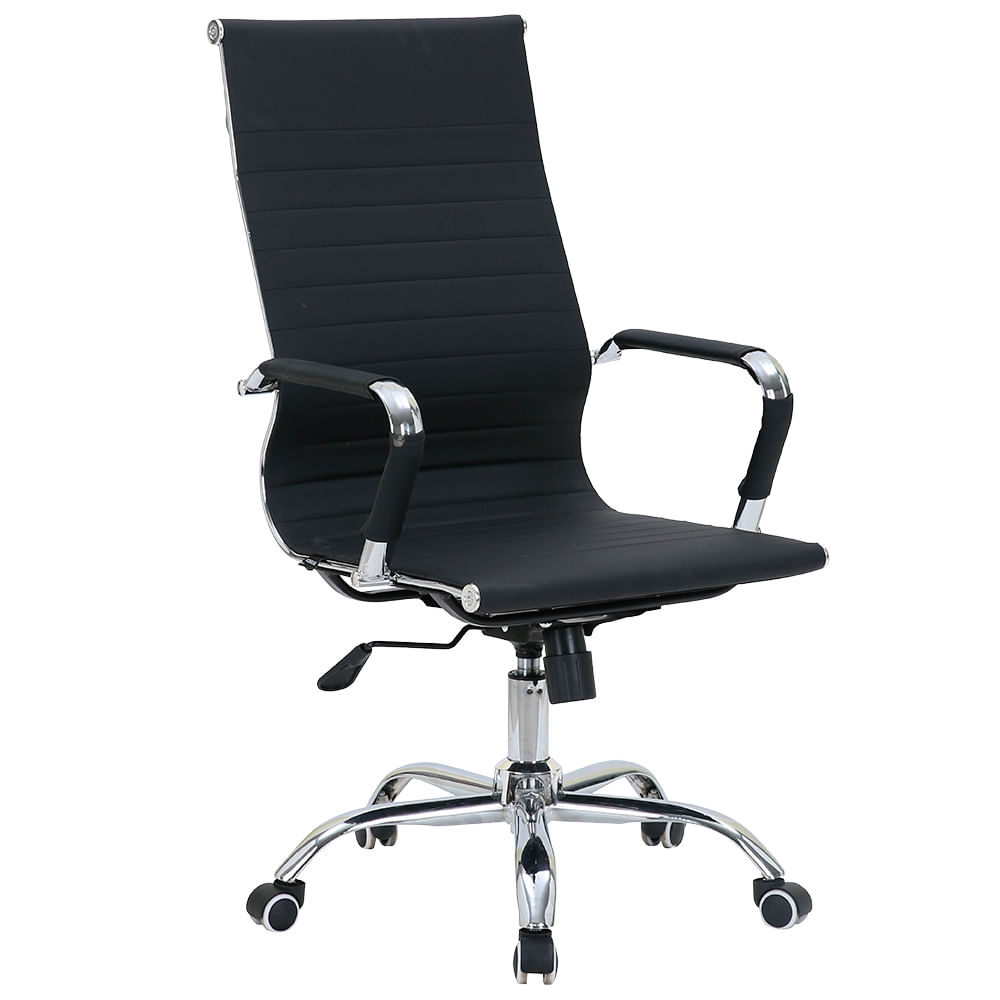 Silla ejecutiva Komsum Cannes, ergonómica y reclinable 90°–120°, resistente con ruedas de nylon, negro