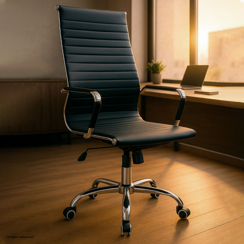 Imagen 2 del producto Silla ejecutiva Komsum Cannes, ergonómica y reclinable 90°–120°, resistente con ruedas de nylon, negro