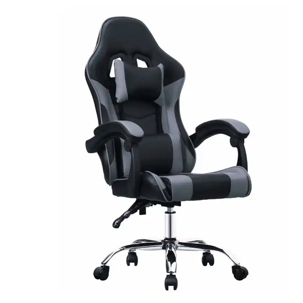 Silla gamer reclinable GC-2223, ergonómica, respaldo hasta 135°, asiento amplio, apoyabrazos acolchados, negro