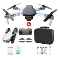 Drones E88D MAX Plegable, doble cámara HD, luz RGB, Wi-Fi, retorno automático, 15 min vuelo, estuche y repuestos, negro