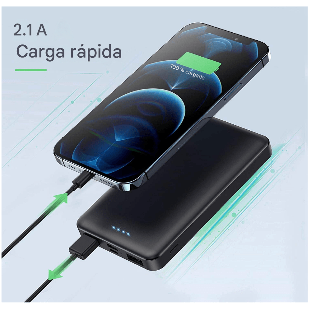 Imagen 2 del producto Batería portátil, power bank Aonimi 10000 mAh, entrada tipo C y USB, carga rápida, negro
