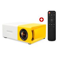 Proyector portátil LED 1080P Full HD, con control remoto, compacto, multimedia y de alta calidad, amarillo