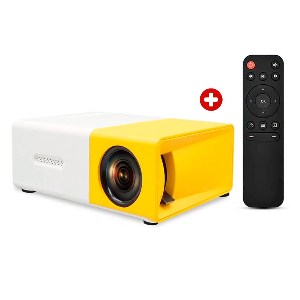 Imagen 1 del producto Proyector portátil LED 1080P Full HD, con control remoto, compacto, multimedia y de alta calidad, amarillo