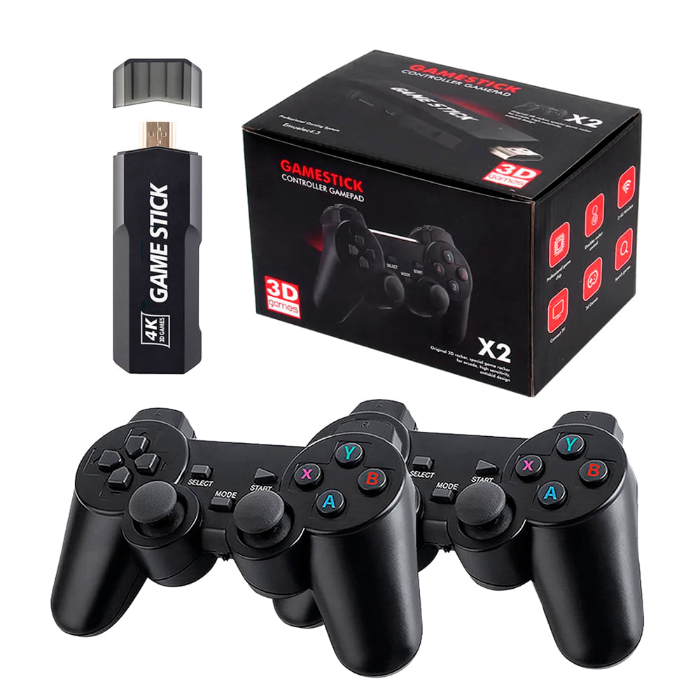 Consola Retro Game Stick X2 Plus 128 GB 4K, PS1, PSP, N64, mandos recargables, negro