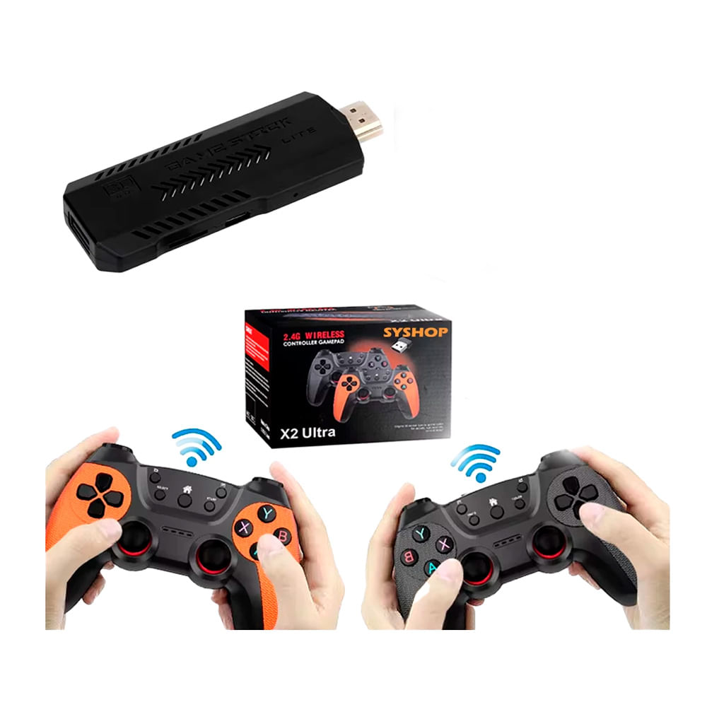 Consola Retro Game Stick X2 Ultra 128GB con mandos recargables, más de 40,000 juegos y emuladores para TV, HDMI