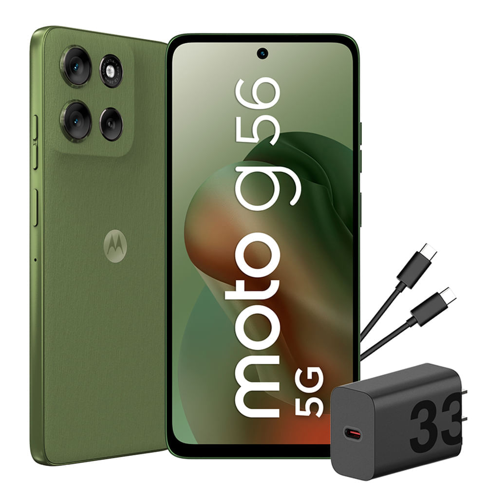 Celular Motorola G56 6.7", 8GB RAM, 256GB, cámara principal 50MP + 8MP, frontal 32MP, verde