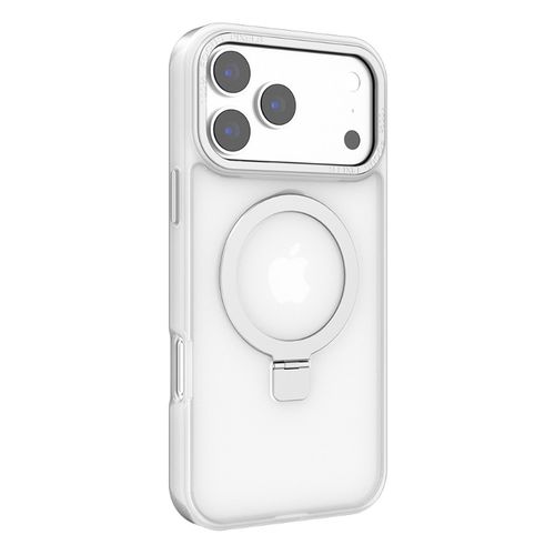 Case para iPhone 17 Pro Max Metal Matte con MagSafe y soporte, mate traslúcido blanco