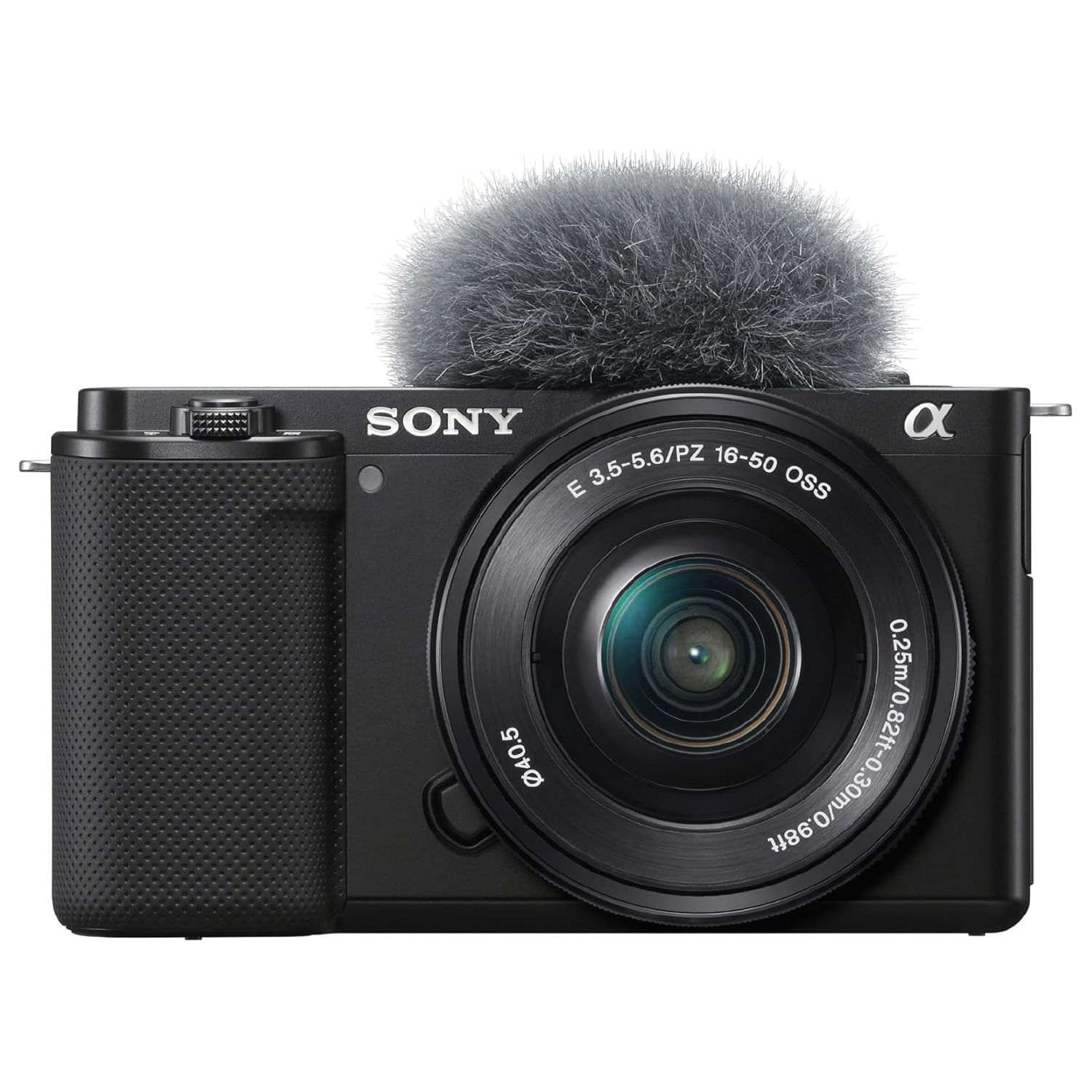 Cámara Sony ZV-E10 Mirrorless con lente 16-50mm, sensor APS-C 24,2MP, grabación 4K, pantalla táctil abatible, enfoque rápido Real-time Eye AF