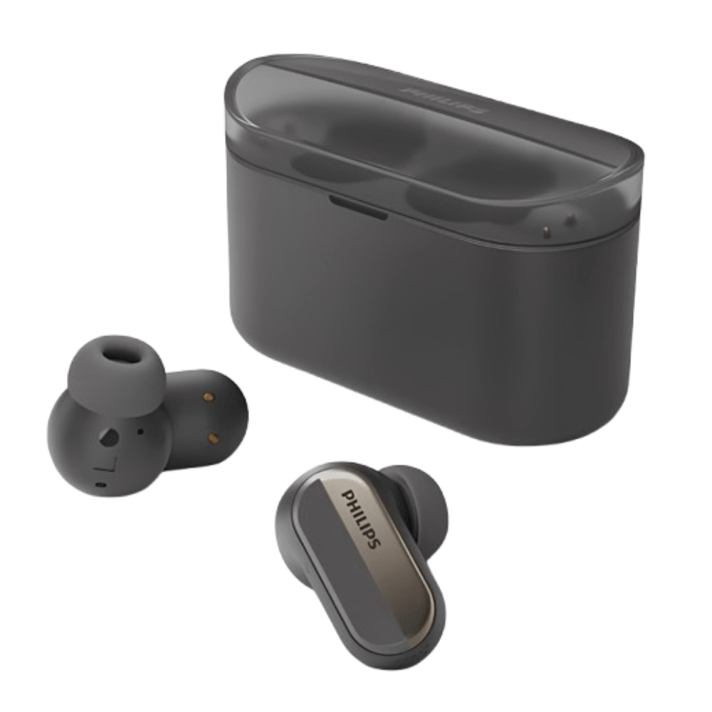 Imagen 1 del producto Audífonos bluetooth True Wireless Philips TAT6908BK resistente al agua IPX4, duración máx. 28 horas con estuche de carga, negro
