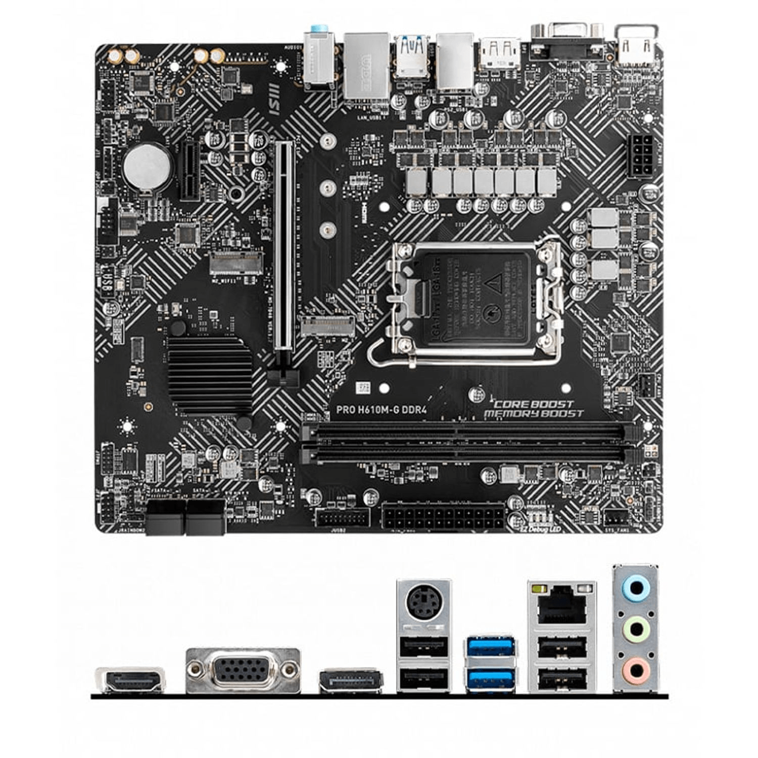 Imagen 2 del producto Placa madre MSI Pro H610M-G, DDR4, Intel H610, DDR4-SDRAM, 64 GB, negro