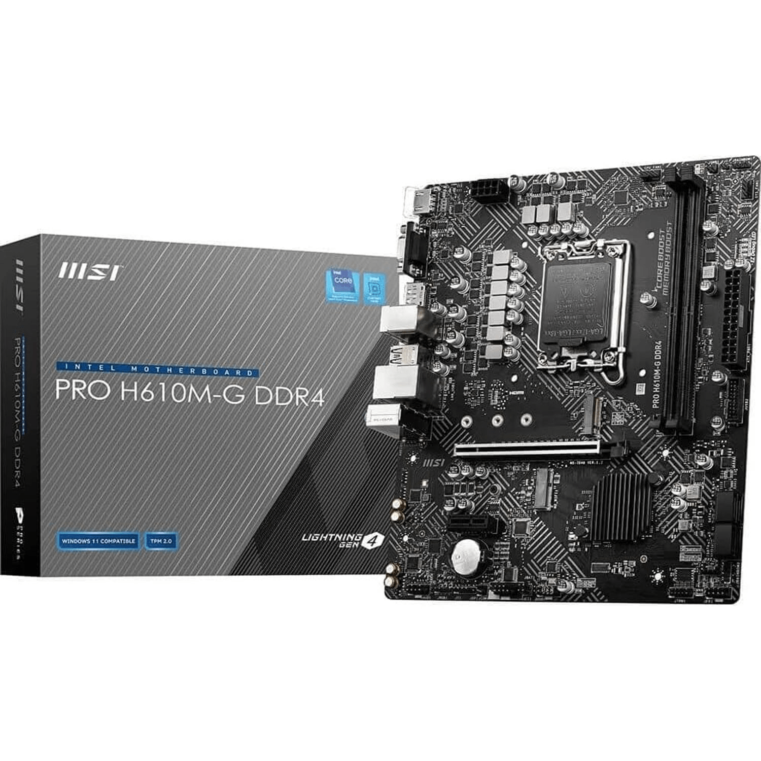 Placa madre MSI Pro H610M-G, DDR4, Intel H610, DDR4-SDRAM, 64 GB, negro