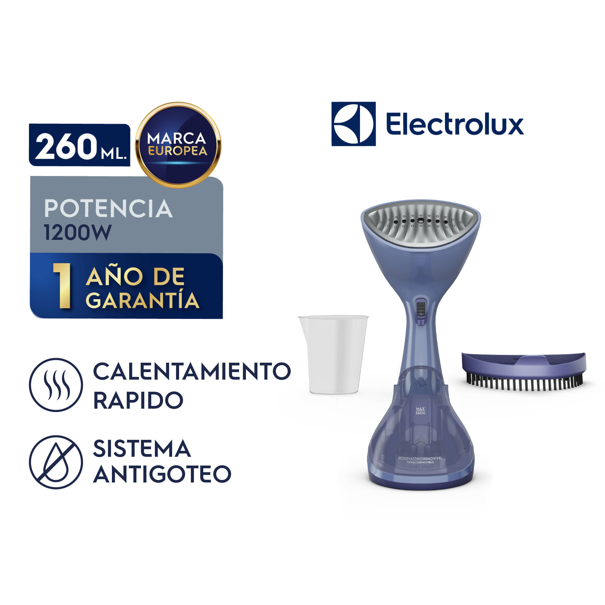 Imagen 2 del producto Vaporizador de ropa portátil Electrolux EPS10, 260ml, vapor 360°, calentamiento rápido