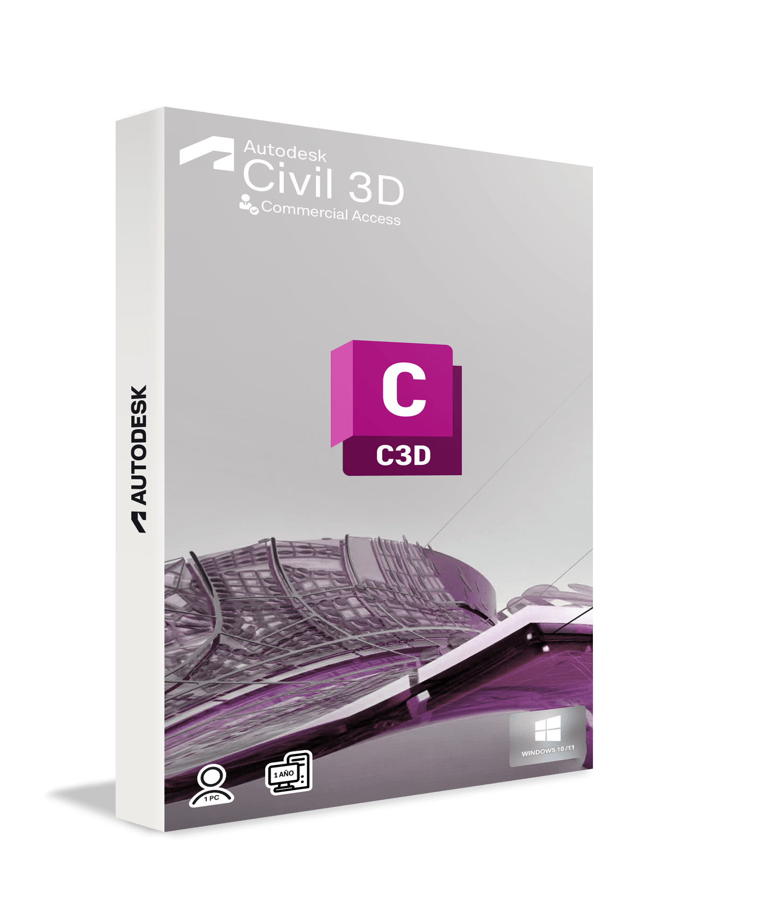 CIVIL 3D Commercial para profesionales, 1 año, 1 usuario, licencia vinculada a correo