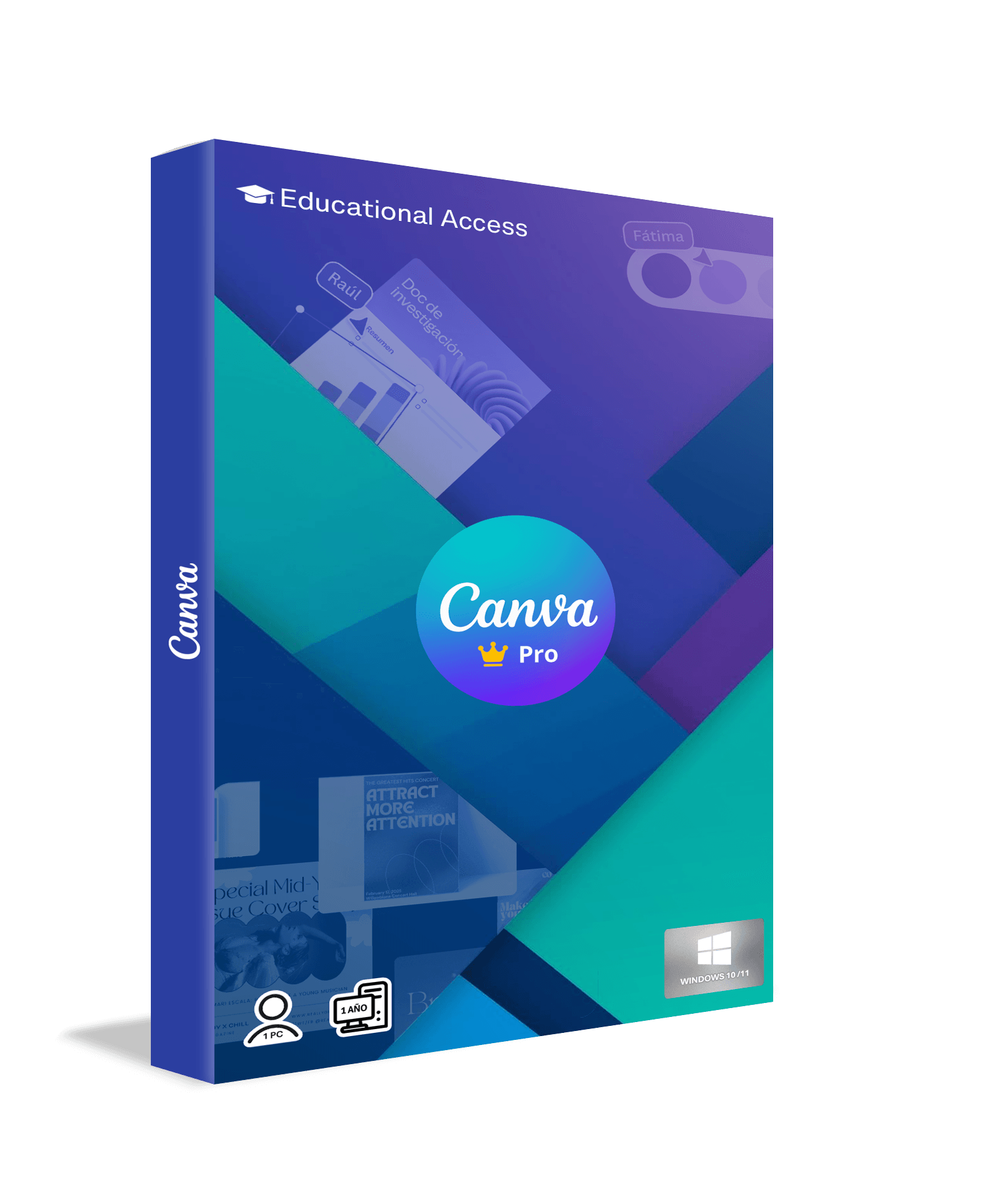 Canva Pro EDU 1 Año, 1 Usuario, licencia vinculada a correo