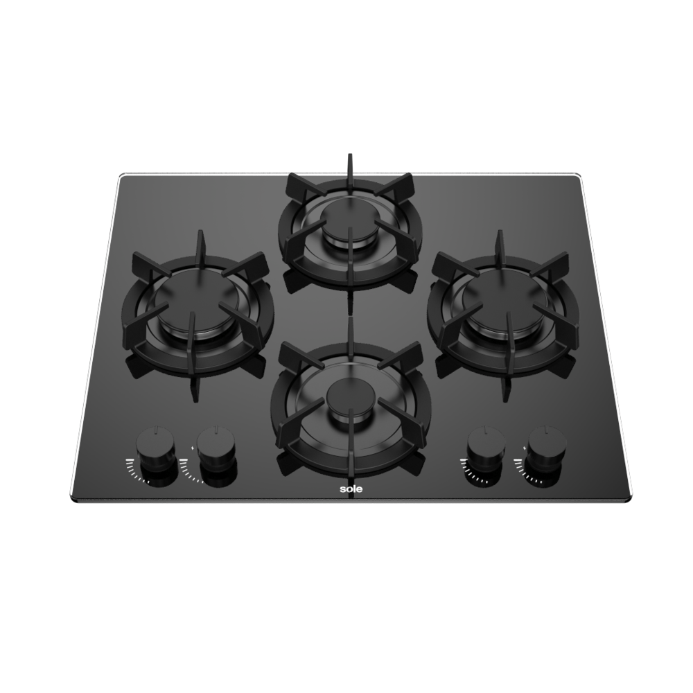 Imagen 2 del producto Encimera Rubí 60 cm 4 hornillas GLP/GN, vidrio templado, instalación dual