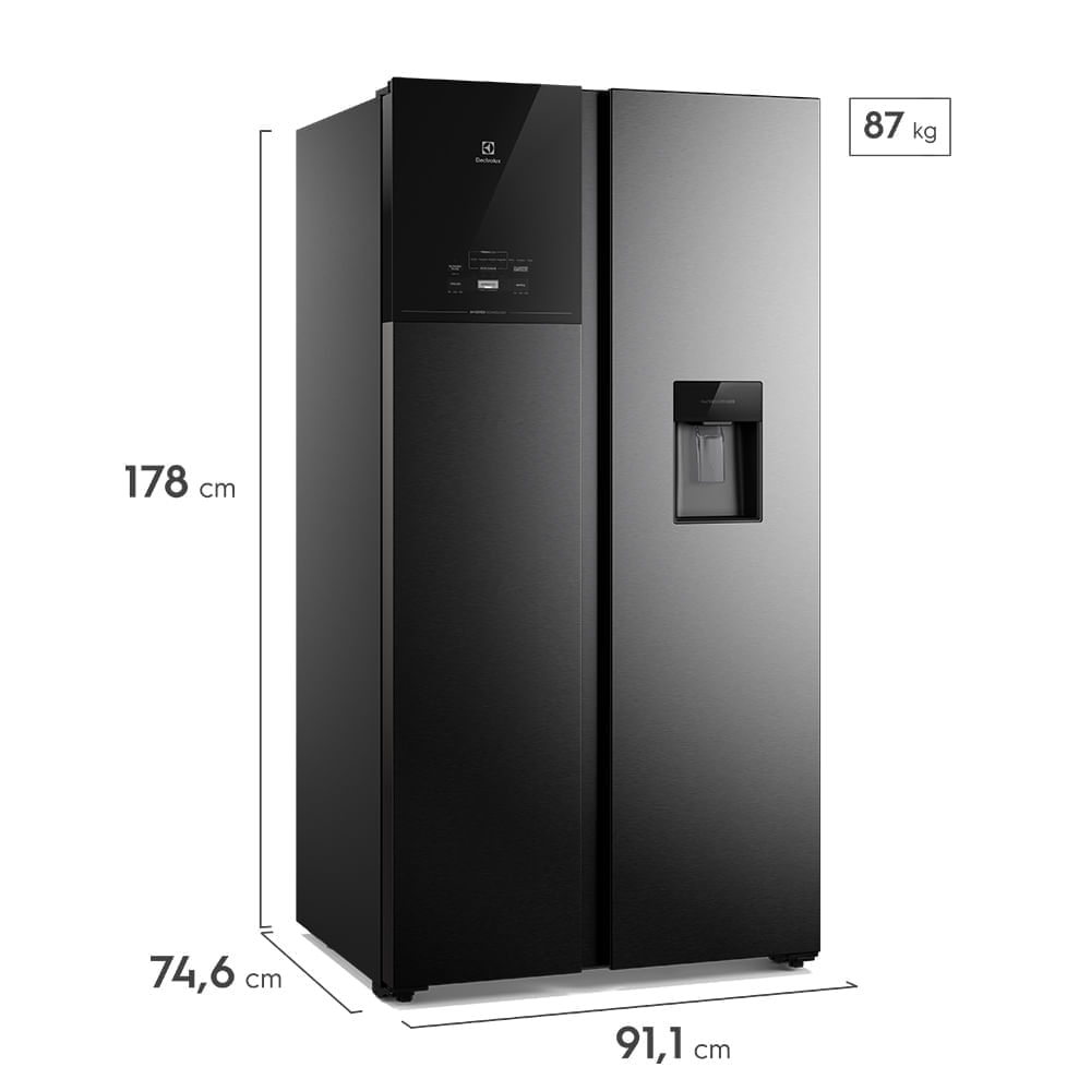 Imagen 2 del producto Refrigeradora Frost Free Inverter 611L Side by Side Electrolux ERS65F2P5BB, AutoSense, cajón Fresh&Flex, IceMax, negro