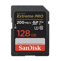Tarjeta SD SanDisk Extreme Pro 128GB, UHS-I, U3 V30, hasta 200MB/s lectura y 90MB/s escritura