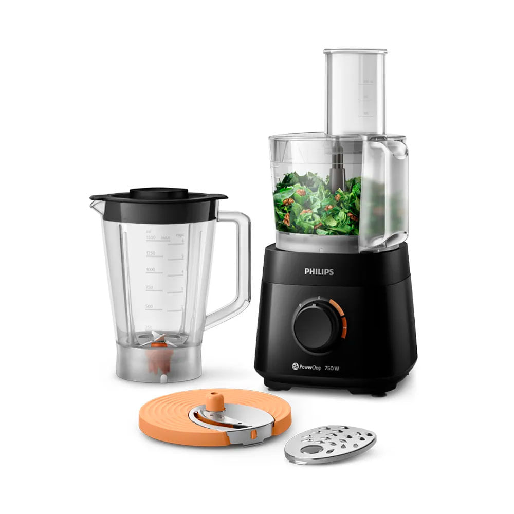 Procesador de alimentos Philips HR7301/90, 750W, 2 velocidades + pulsador, capacidad 1.5 litros