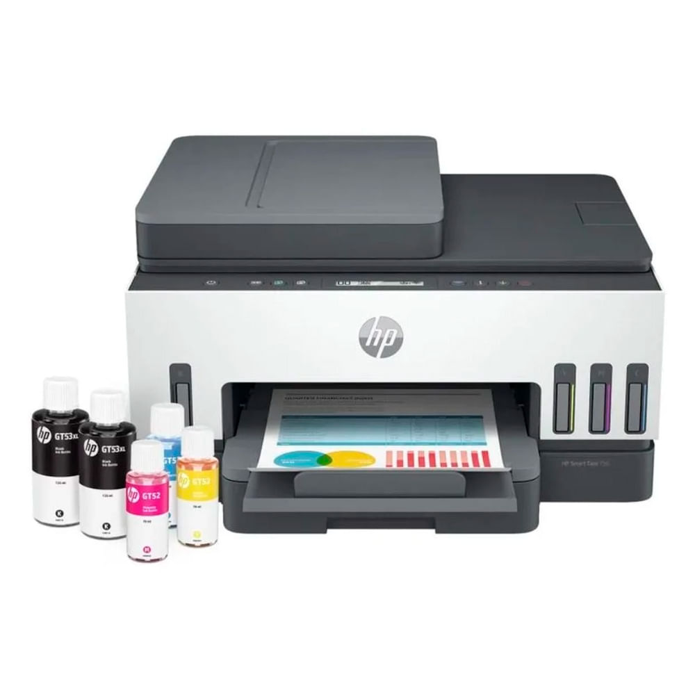Impresora multifuncional HP Smart Tank 750, inyección de tinta, inalámbrica, Wi-Fi, con tanques recargables