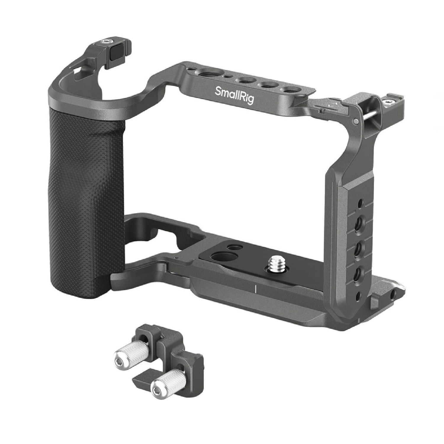 Imagen 1 del producto Jaula SmallRig para Sony ZV-E10 II con sistema HawkLock liberación rápida, múltiples roscas y zapatas frías, aluminio anodizado, negro