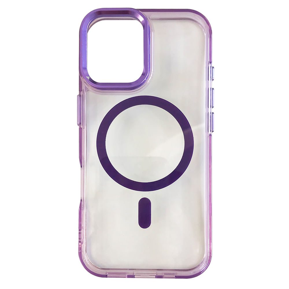 Case iBox para iPhone 17 Metal Glow, con MagSafe para carga inalámbrica, soporte en cámara, morado
