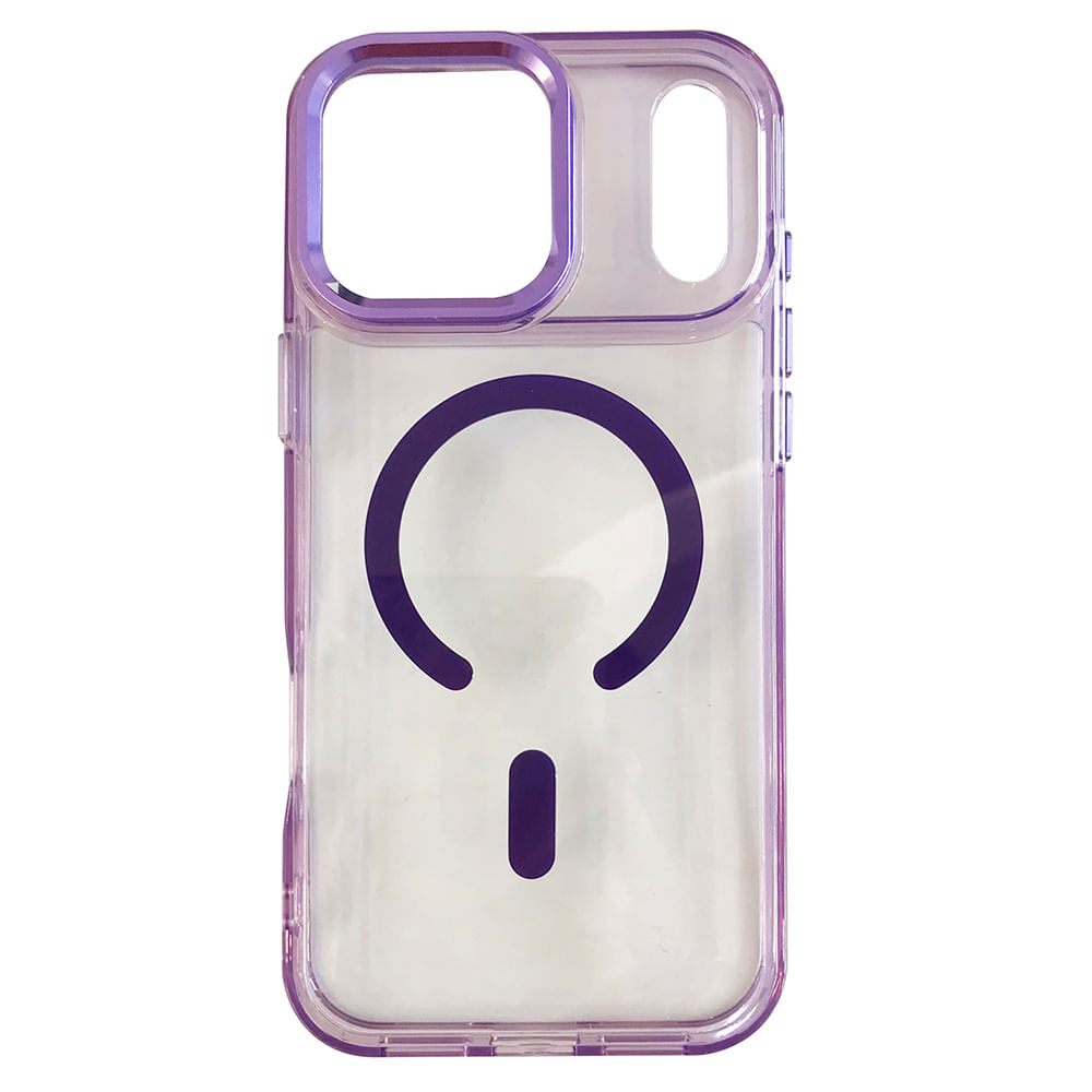 Case iBox para iPhone 17 Pro Max Metal Glow, con MagSafe para carga inalámbrica, soporte en cámara, morado