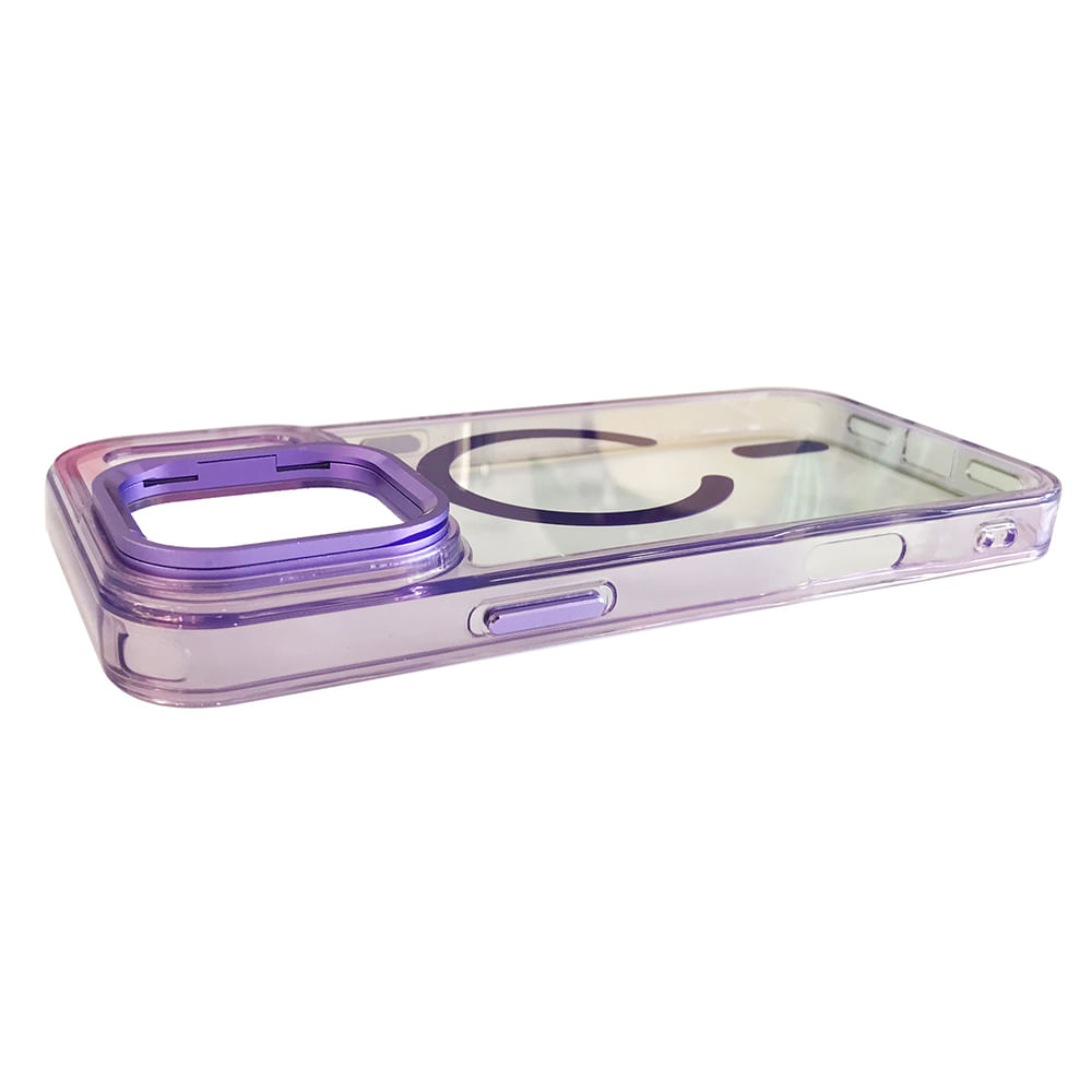 Imagen 2 del producto Case iBox para iPhone 17 Pro Max Metal Glow, con MagSafe para carga inalámbrica, soporte en cámara, morado