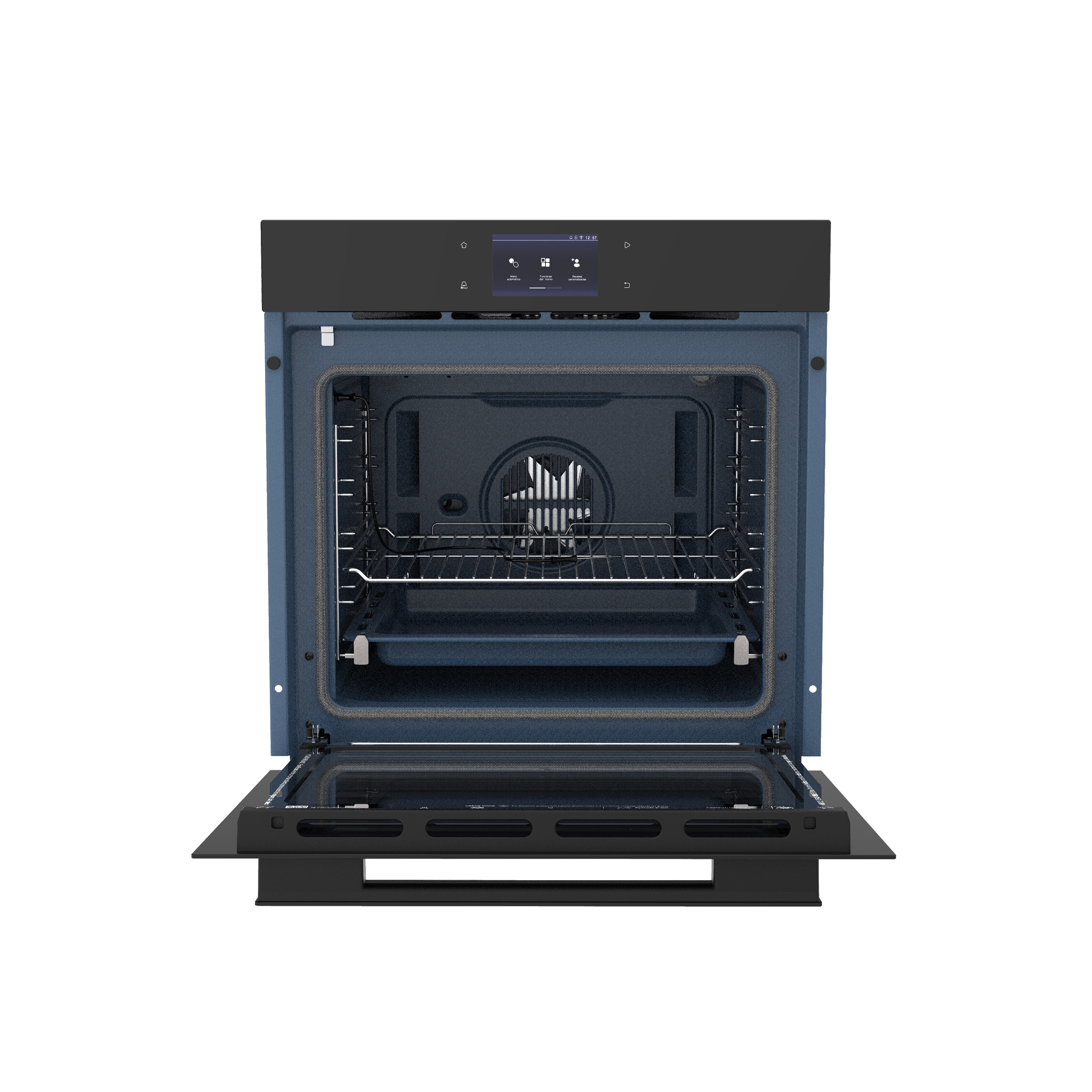 Imagen 2 del producto Horno empotrable S-Collection Pure Black 75L con AirFryer, MeatMaster, WiFi TUYA y panel TFT táctil full touch