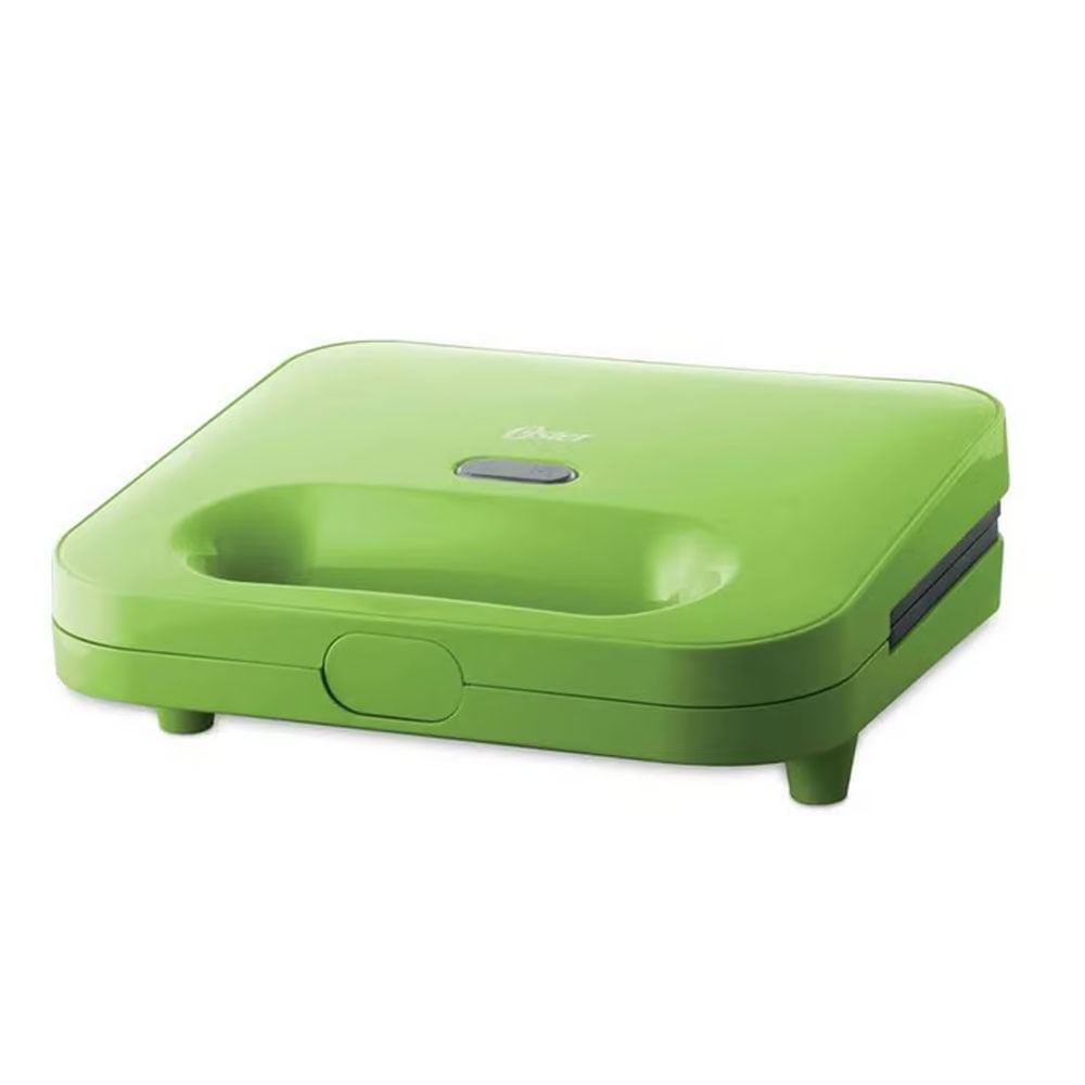 Imagen 1 del producto Sandwichera Oster CKSTSM2885K 750W, capacidad 2 panes, termostato automático, verde