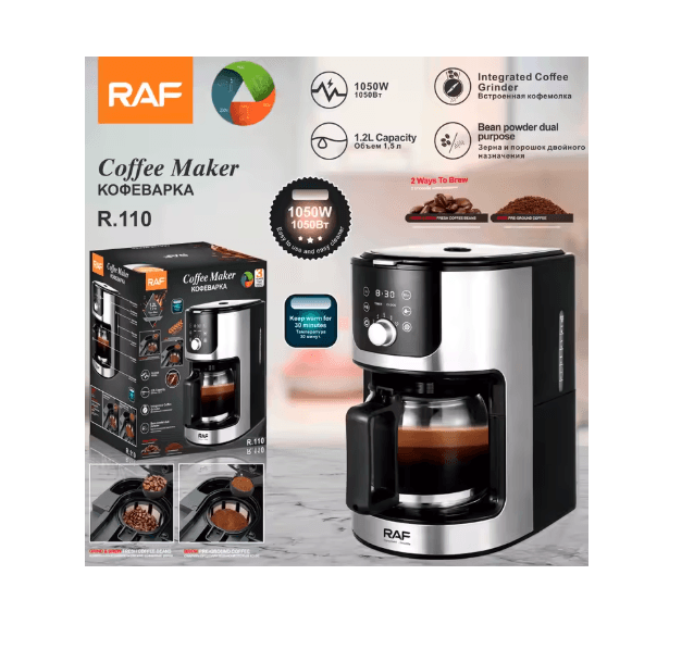 Imagen 2 del producto Cafetera 2 en 1 digital 1050W, 1.2 litros, indicador de agua, multifunción, plateado y negro