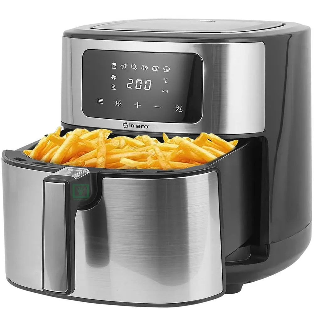 Imagen 2 del producto Freidora de aire digital 1500W, capacidad 6 litros, pantalla táctil con 6 menús, revestimiento de teflón, negro