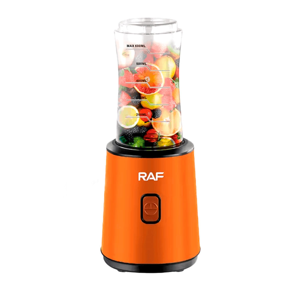 Licuadora personal 2 en 1 RAF R.397O 500W, acero inoxidable, naranjado