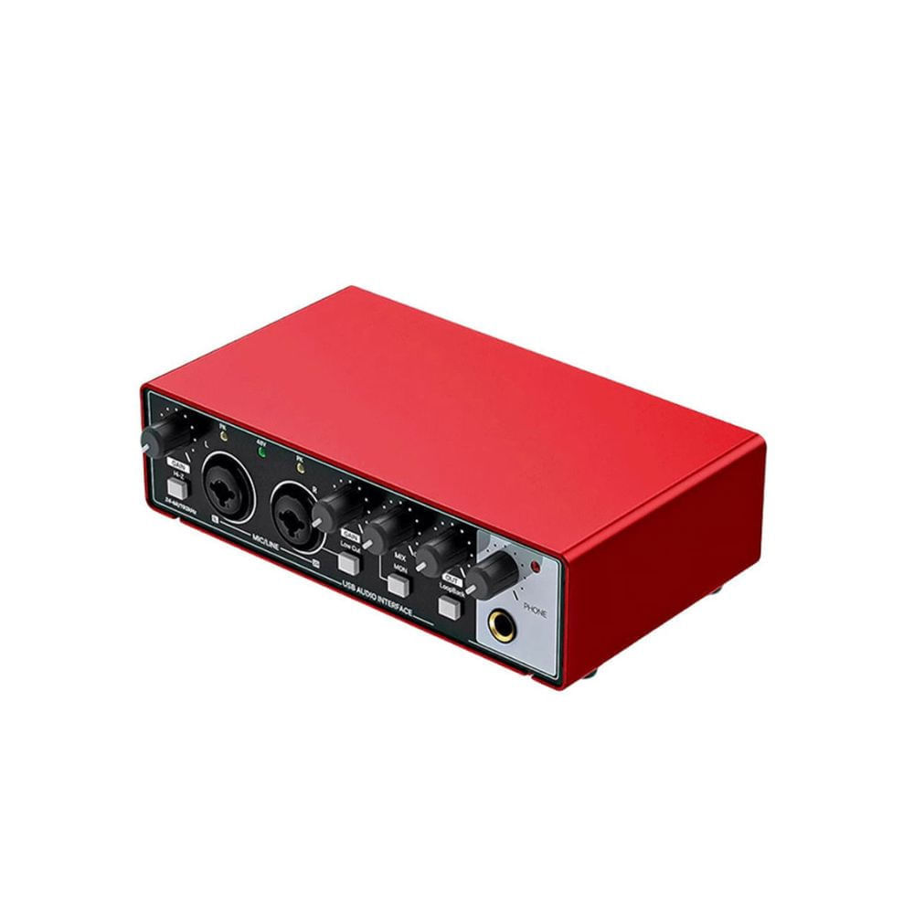 Imagen 2 del producto Interfaz de sonido KREED MD42, phantom power 48V, soporte para 2 micrófonos o instrumentos, conexión USB multiplataforma, rojo