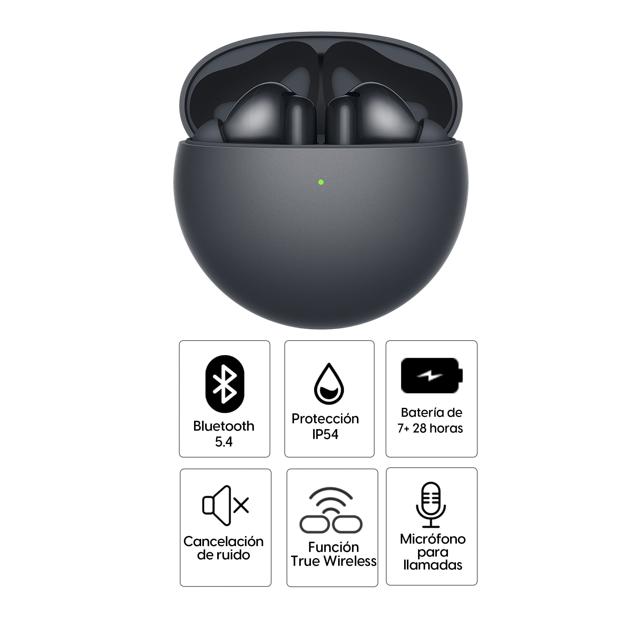 Imagen 2 del producto Audífonos bluetooth True Wireless Huawei FreeBuds 7i resistente al agua IP54, duración máx. 35 horas con estuche de carga, cancelación de ruido, negro