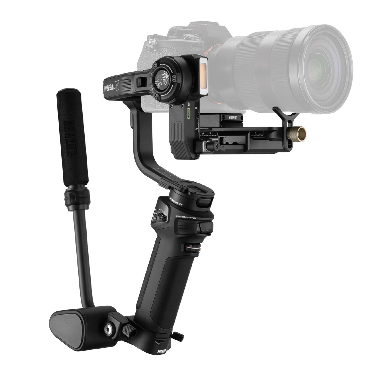 Imagen 1 del producto Estabilizador Zhiyun Weebill 3S Combo, gimbal 3 ejes, autonomía 21h, rotación 340°, paneo 360°, inclinación 310°, con accesorios y bolso, negro