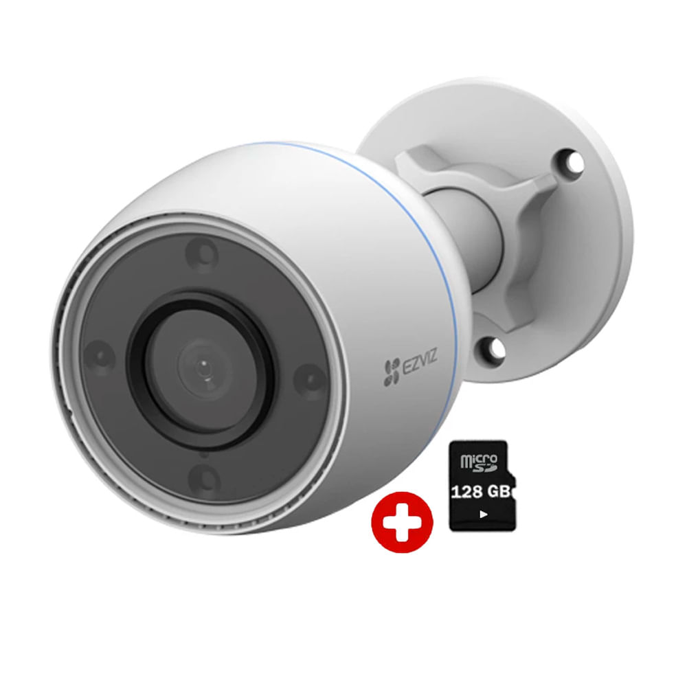 Cámara seguridad Wi-Fi Ezviz H3C Color 1080P, visión nocturna a color 30m, IP67, detección humana, SD 128GB
