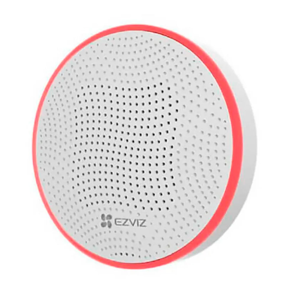 Sirena inteligente Ezviz T9C 105dB, alarma ajustable 90-105dB, IP54, integración con cámaras EZVIZ, Wi-Fi 2.4GHz, blanco