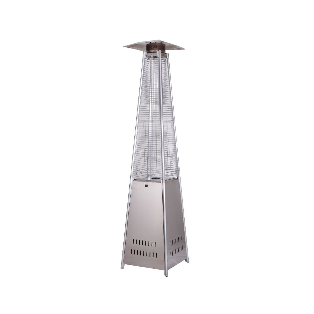 Imagen 1 del producto Calentador de patio tipo pirámide a gas Climapower PWH20, 13000W, acero inoxidable, encendido eléctrico, cobertura 25 m², plateado
