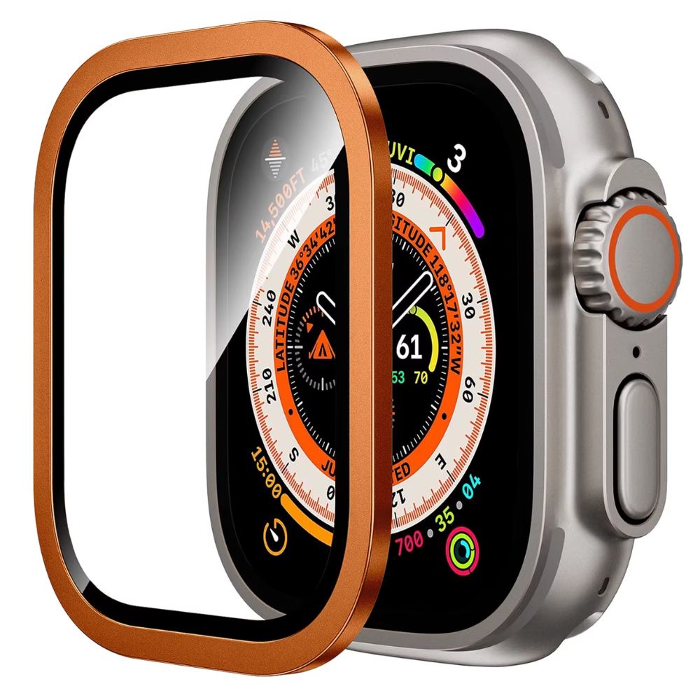 Protector metal y vidrio Classic 49mm para Apple Watch Ultra, Ultra 2 y Ultra 3, naranja