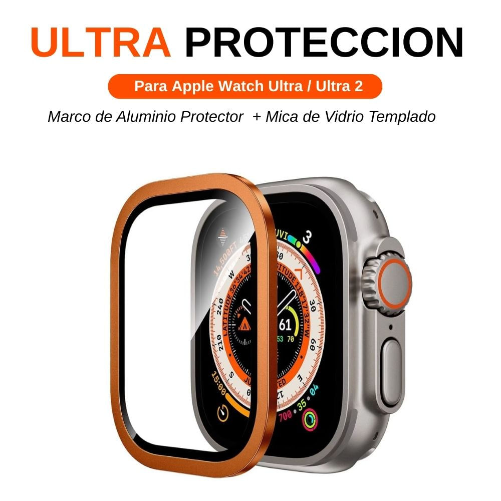 Imagen 2 del producto Protector metal y vidrio Classic 49mm para Apple Watch Ultra, Ultra 2 y Ultra 3, naranja